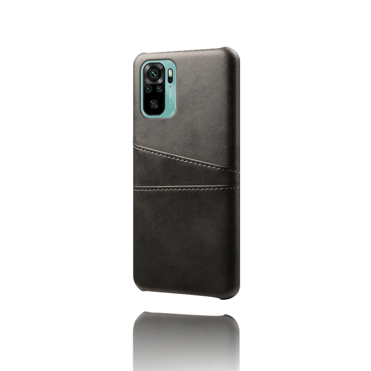 For Xiaomi Redmi Note 10 4G Calf Texture PC + PU Leather Back Cover Shockproof Case with Dual Card Slots