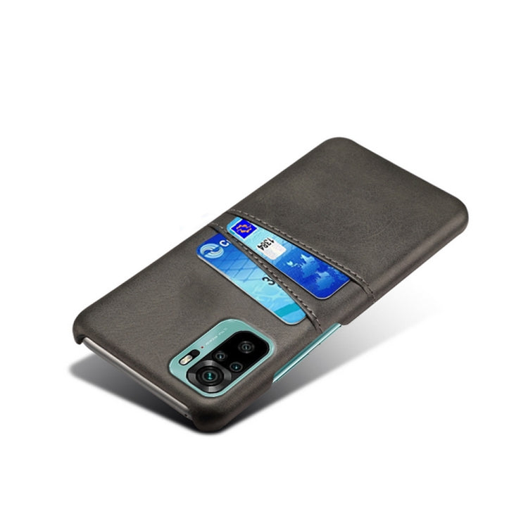 For Xiaomi Redmi Note 10 4G Calf Texture PC + PU Leather Back Cover Shockproof Case with Dual Card Slots