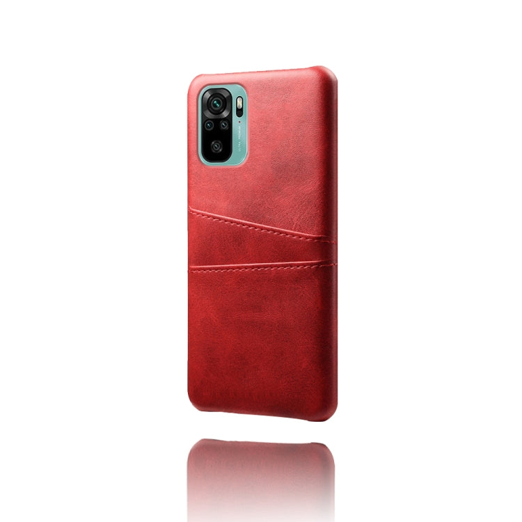 For Xiaomi Redmi Note 10 4G Calf Texture PC + PU Leather Back Cover Shockproof Case with Dual Card Slots