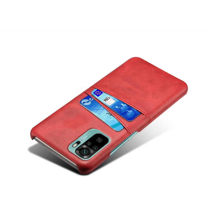 For Xiaomi Redmi Note 10 4G Calf Texture PC + PU Leather Back Cover Shockproof Case with Dual Card Slots