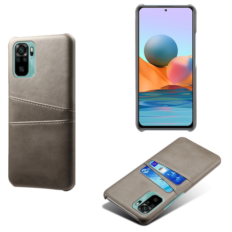 For Xiaomi Redmi Note 10 4G Calf Texture PC + PU Leather Back Cover Shockproof Case with Dual Card Slots