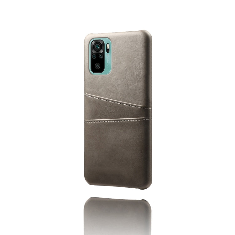 For Xiaomi Redmi Note 10 4G Calf Texture PC + PU Leather Back Cover Shockproof Case with Dual Card Slots