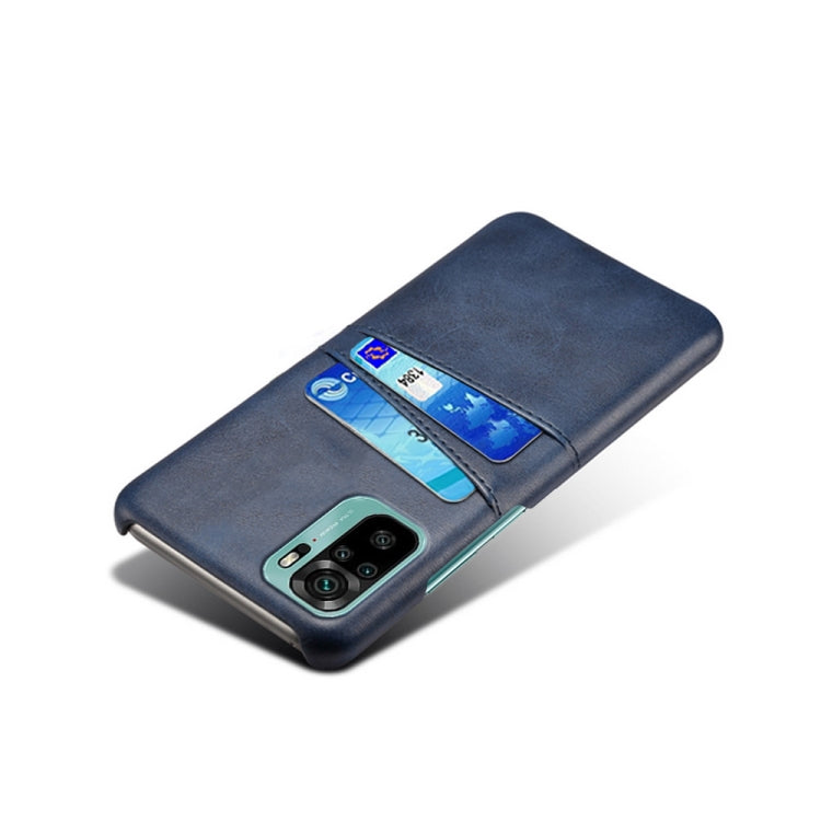 For Xiaomi Redmi Note 10 4G Calf Texture PC + PU Leather Back Cover Shockproof Case with Dual Card Slots