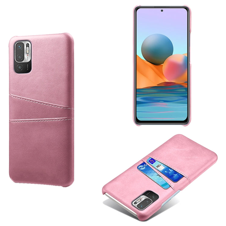 For Xiaomi Redmi Note 10 5G Calf Texture PC + PU Leather Back Cover Shockproof Case with Dual Card Slots