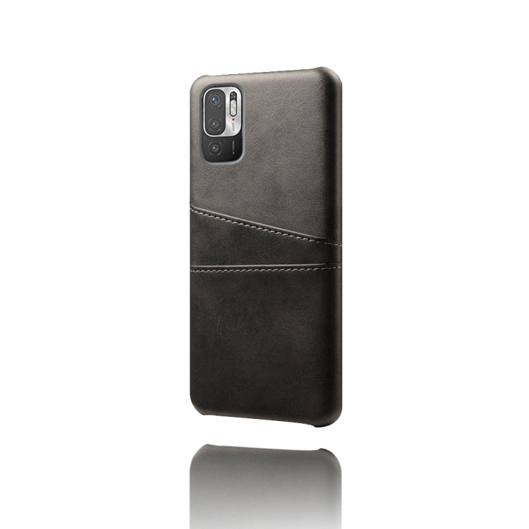 For Xiaomi Redmi Note 10 5G Calf Texture PC + PU Leather Back Cover Shockproof Case with Dual Card Slots