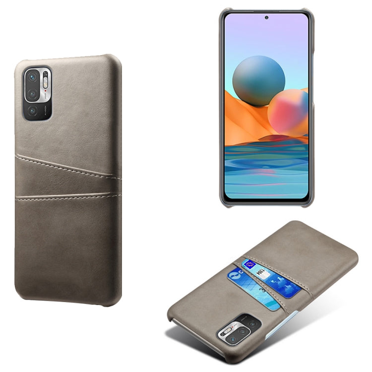 For Xiaomi Redmi Note 10 5G Calf Texture PC + PU Leather Back Cover Shockproof Case with Dual Card Slots