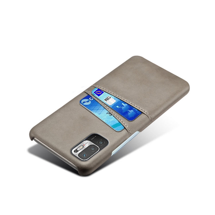 For Xiaomi Redmi Note 10 5G Calf Texture PC + PU Leather Back Cover Shockproof Case with Dual Card Slots