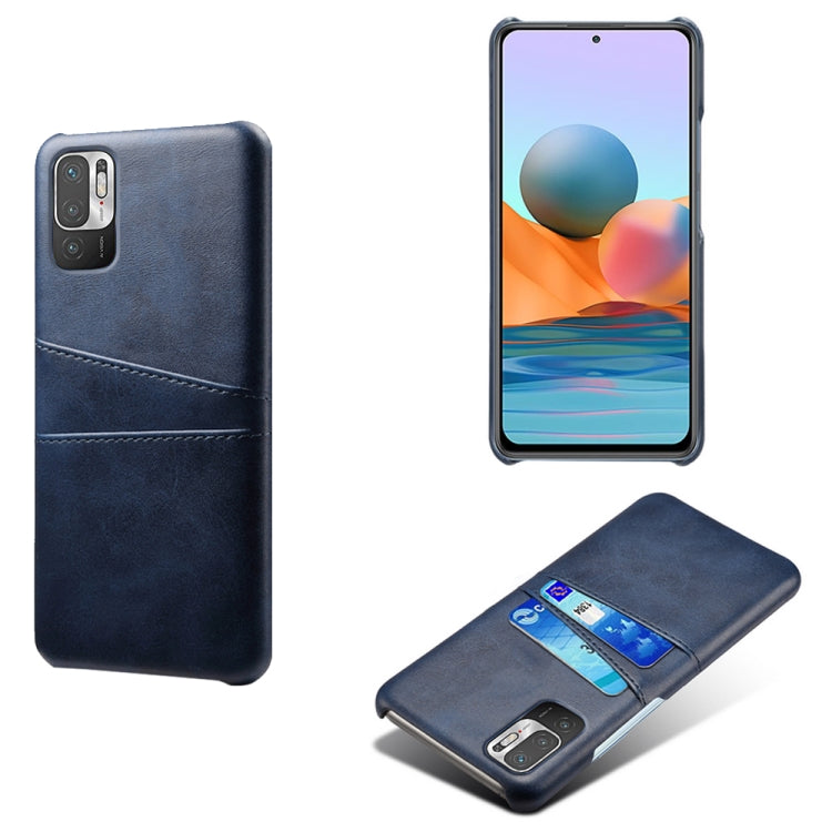 For Xiaomi Redmi Note 10 5G Calf Texture PC + PU Leather Back Cover Shockproof Case with Dual Card Slots