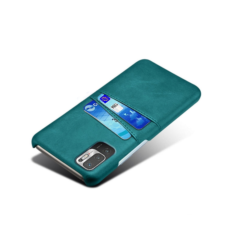 For Xiaomi Redmi Note 10 5G Calf Texture PC + PU Leather Back Cover Shockproof Case with Dual Card Slots