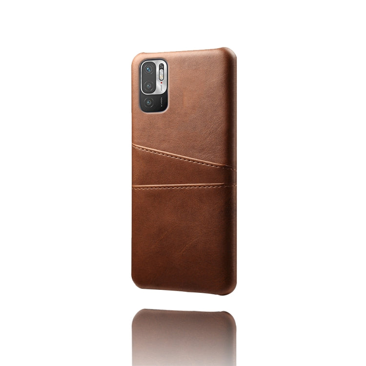 For Xiaomi Redmi Note 10 5G Calf Texture PC + PU Leather Back Cover Shockproof Case with Dual Card Slots