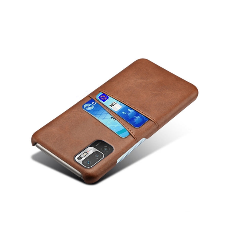 For Xiaomi Redmi Note 10 5G Calf Texture PC + PU Leather Back Cover Shockproof Case with Dual Card Slots