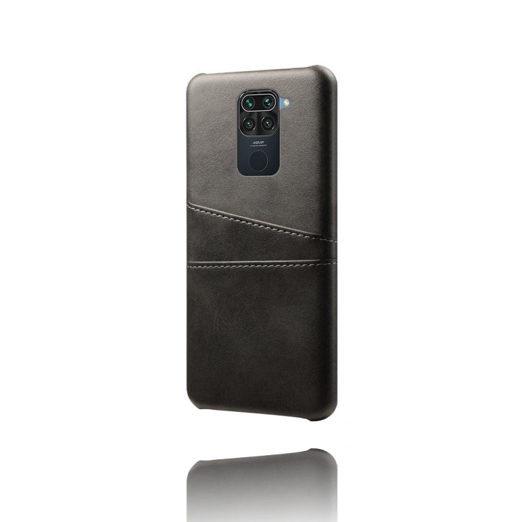 For Xiaomi Redmi Note 9 Calf Texture PC + PU Leather Back Cover Shockproof Case with Dual Card Slots