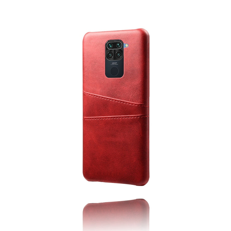 For Xiaomi Redmi Note 9 Calf Texture PC + PU Leather Back Cover Shockproof Case with Dual Card Slots