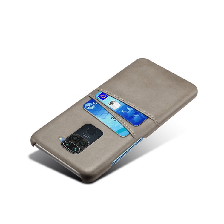 For Xiaomi Redmi Note 9 Calf Texture PC + PU Leather Back Cover Shockproof Case with Dual Card Slots