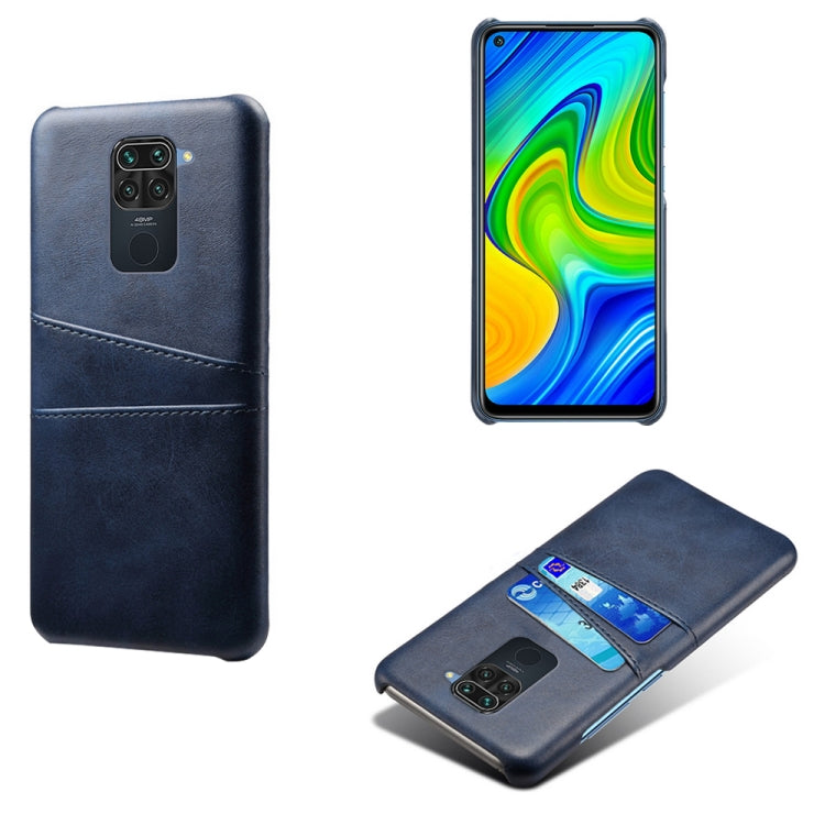 For Xiaomi Redmi Note 9 Calf Texture PC + PU Leather Back Cover Shockproof Case with Dual Card Slots