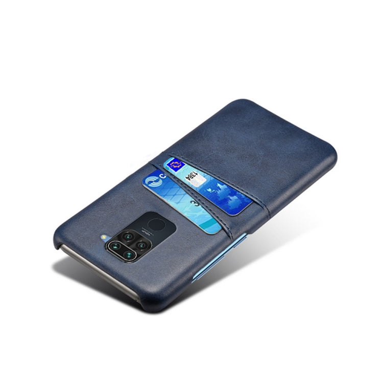 For Xiaomi Redmi Note 9 Calf Texture PC + PU Leather Back Cover Shockproof Case with Dual Card Slots
