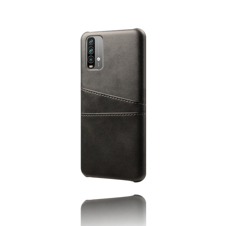For Xiaomi Redmi Note 9 4G Calf Texture PC + PU Leather Back Cover Shockproof Case with Dual Card Slots