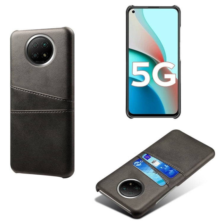 For Xiaomi Redmi Note 9 5G Calf Texture PC + PU Leather Back Cover Shockproof Case with Dual Card Slots