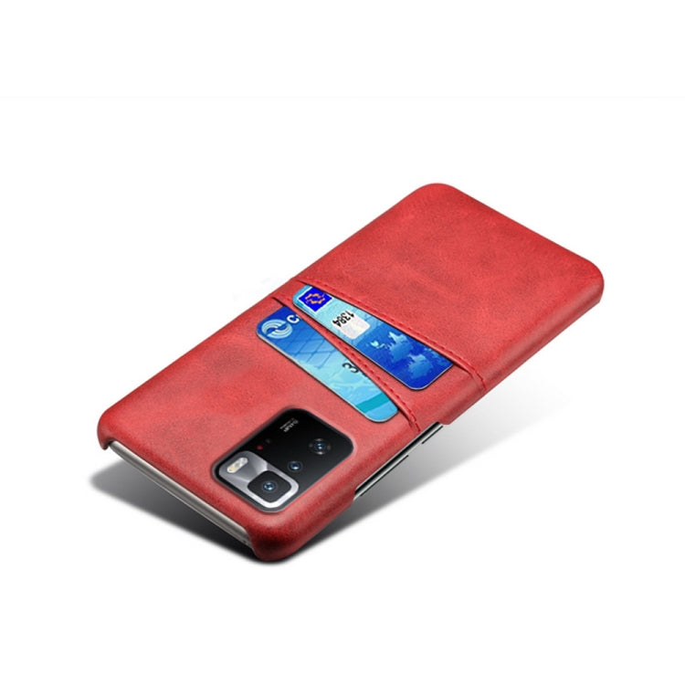 For Xiaomi Redmi Note 10 Pro 5G Calf Texture PC + PU Leather Back Cover Shockproof Case with Dual Card Slots
