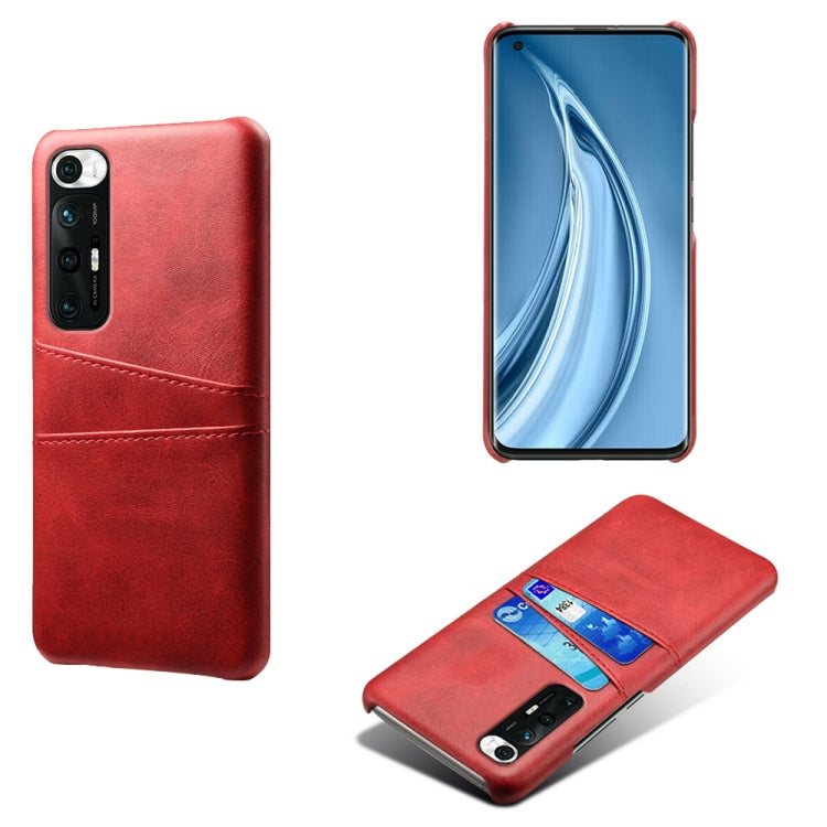 For Xiaomi Mi 10S Calf Texture PC + PU Leather Back Cover Shockproof Case with Dual Card Slots