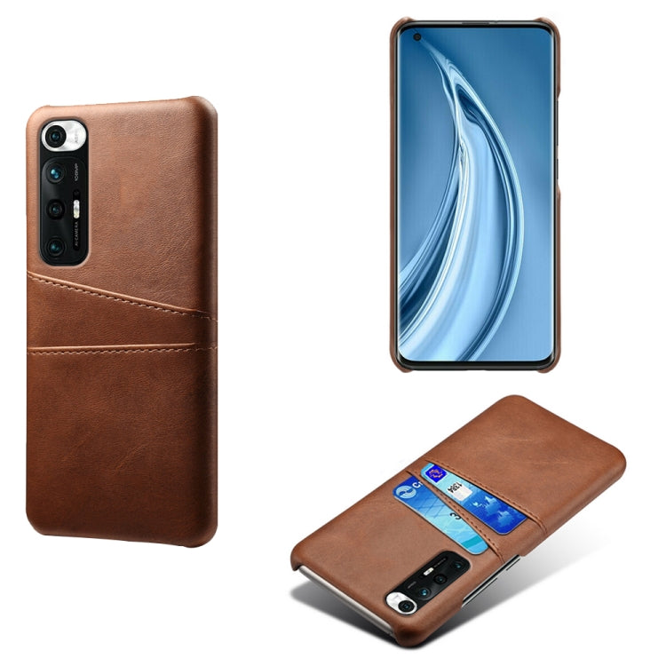 For Xiaomi Mi 10S Calf Texture PC + PU Leather Back Cover Shockproof Case with Dual Card Slots