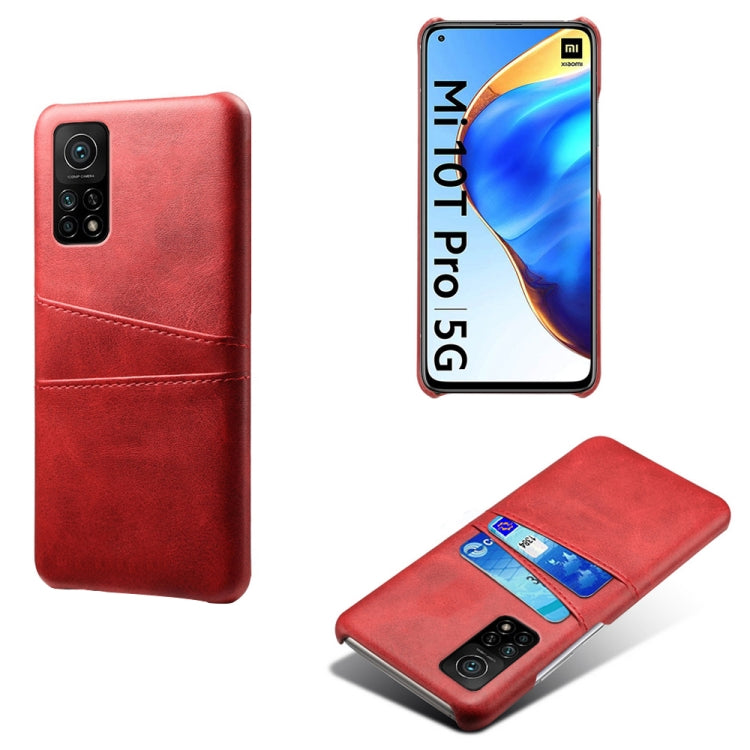 For Xiaomi Mi 10T Pro 5G Calf Texture PC + PU Leather Back Cover Shockproof Case with Dual Card Slots