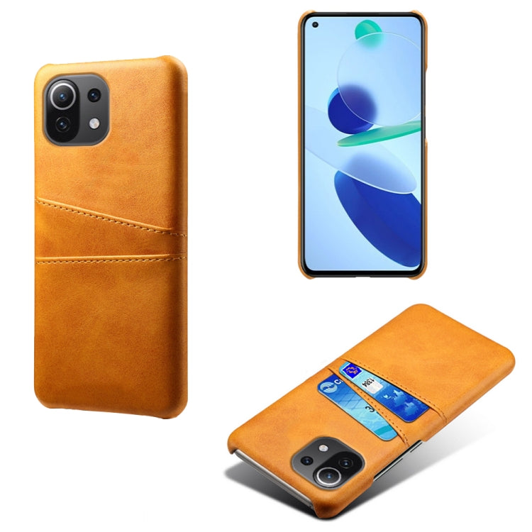 For Xiaomi Mi 11 Lite 5G Calf Texture PC + PU Leather Back Cover Shockproof Case with Dual Card Slots