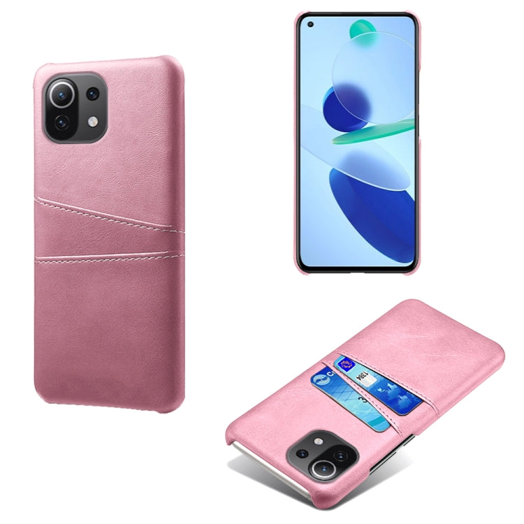 For Xiaomi Mi 11 Lite 5G Calf Texture PC + PU Leather Back Cover Shockproof Case with Dual Card Slots