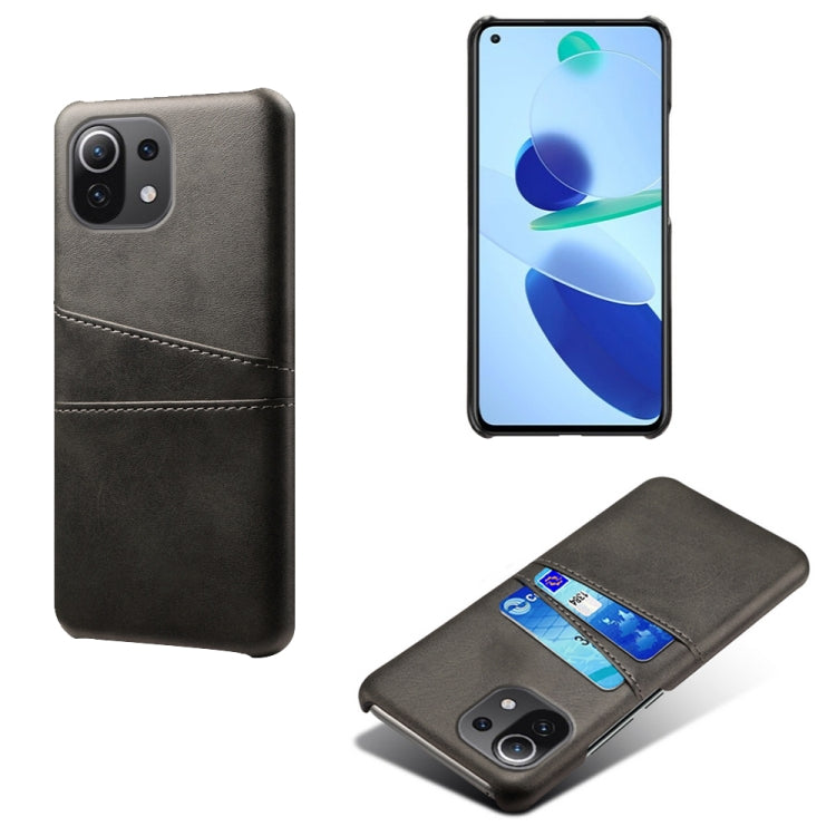 For Xiaomi Mi 11 Lite 5G Calf Texture PC + PU Leather Back Cover Shockproof Case with Dual Card Slots