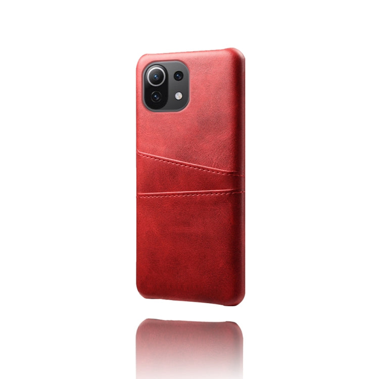 For Xiaomi Mi 11 Lite 5G Calf Texture PC + PU Leather Back Cover Shockproof Case with Dual Card Slots