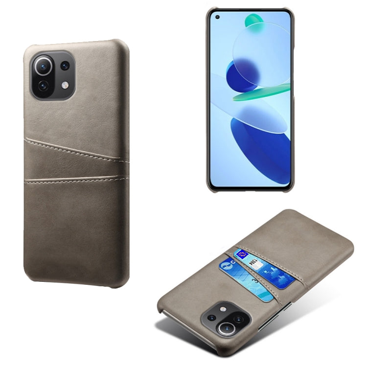 For Xiaomi Mi 11 Lite 5G Calf Texture PC + PU Leather Back Cover Shockproof Case with Dual Card Slots