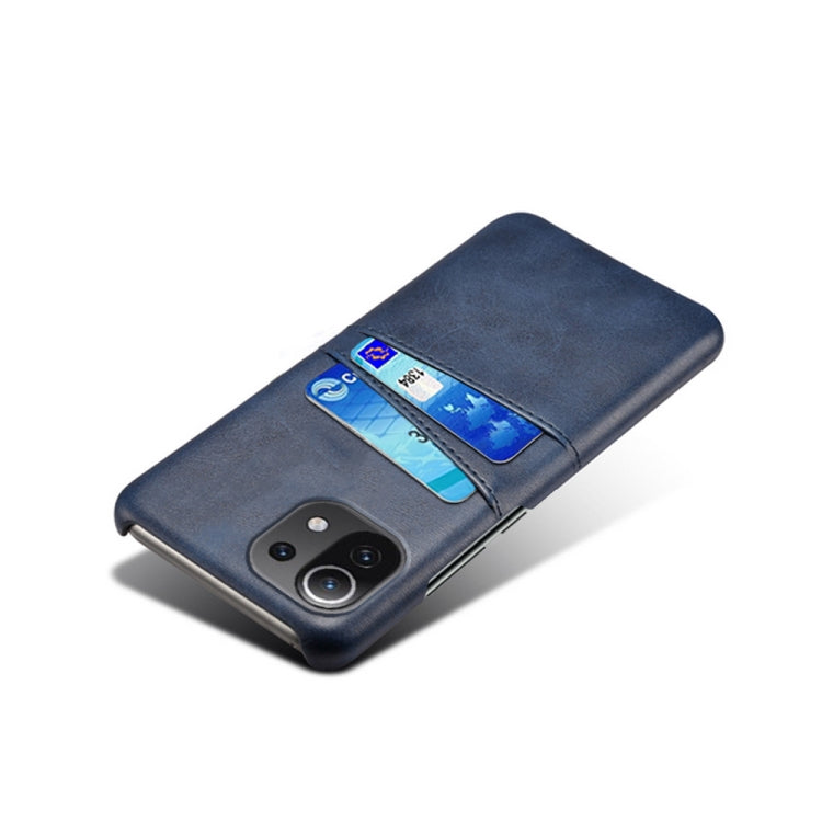 For Xiaomi Mi 11 Lite 5G Calf Texture PC + PU Leather Back Cover Shockproof Case with Dual Card Slots