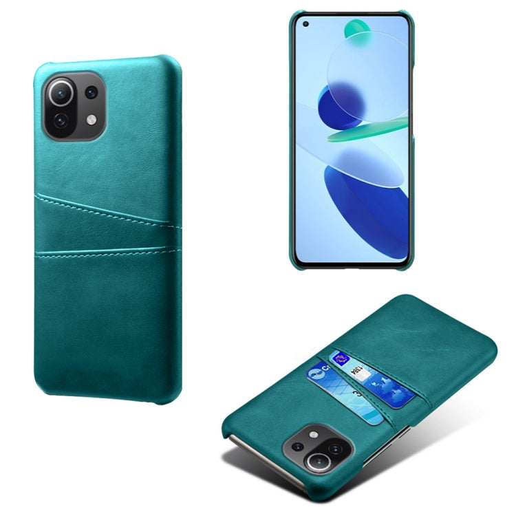 For Xiaomi Mi 11 Lite 5G Calf Texture PC + PU Leather Back Cover Shockproof Case with Dual Card Slots