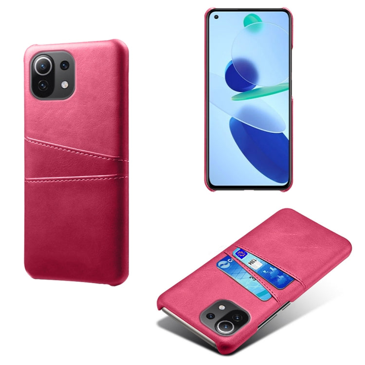 For Xiaomi Mi 11 Lite 5G Calf Texture PC + PU Leather Back Cover Shockproof Case with Dual Card Slots