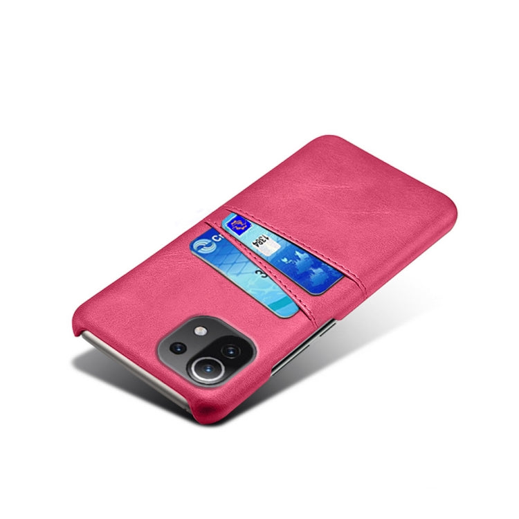 For Xiaomi Mi 11 Lite 5G Calf Texture PC + PU Leather Back Cover Shockproof Case with Dual Card Slots
