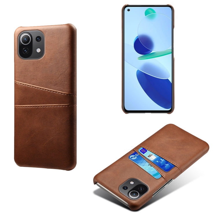 For Xiaomi Mi 11 Lite 5G Calf Texture PC + PU Leather Back Cover Shockproof Case with Dual Card Slots
