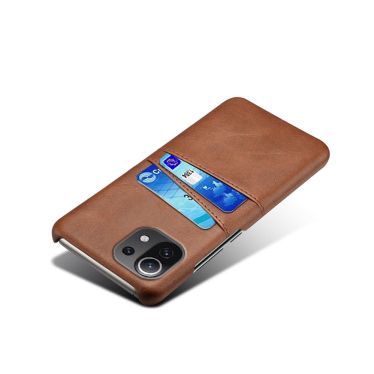 For Xiaomi Mi 11 Lite 5G Calf Texture PC + PU Leather Back Cover Shockproof Case with Dual Card Slots