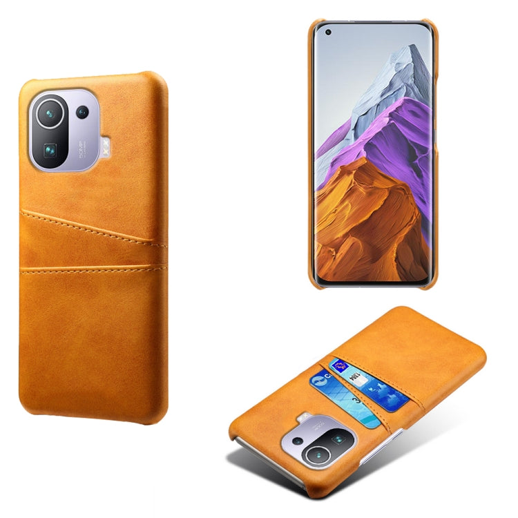 For Xiaomi Mi 11 Pro 5G Calf Texture PC + PU Leather Back Cover Shockproof Case with Dual Card Slots