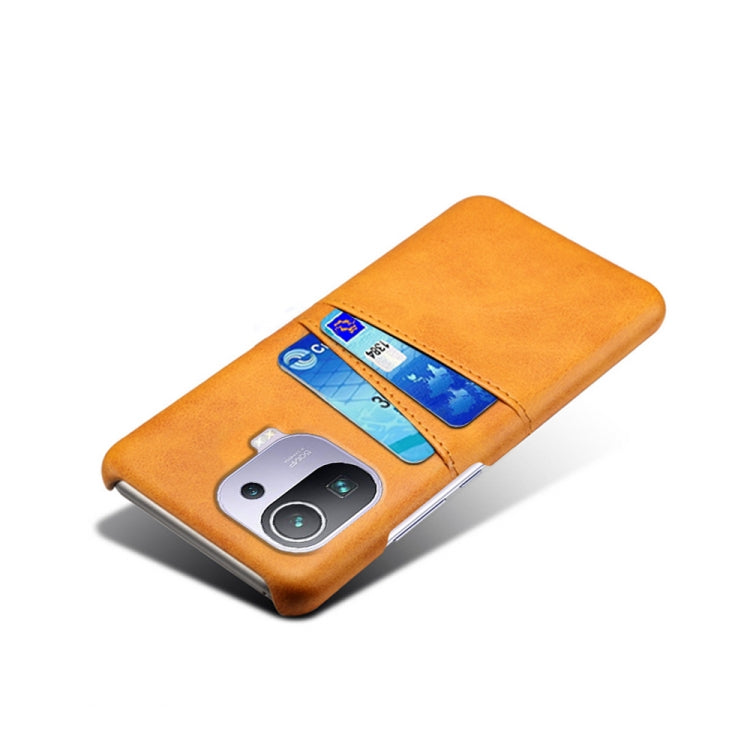 For Xiaomi Mi 11 Pro 5G Calf Texture PC + PU Leather Back Cover Shockproof Case with Dual Card Slots
