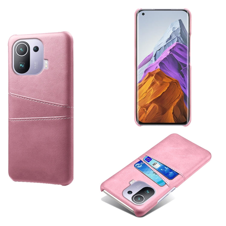 For Xiaomi Mi 11 Pro 5G Calf Texture PC + PU Leather Back Cover Shockproof Case with Dual Card Slots