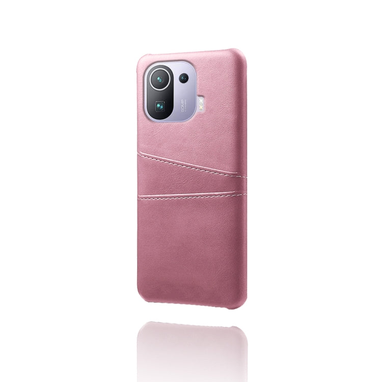 For Xiaomi Mi 11 Pro 5G Calf Texture PC + PU Leather Back Cover Shockproof Case with Dual Card Slots