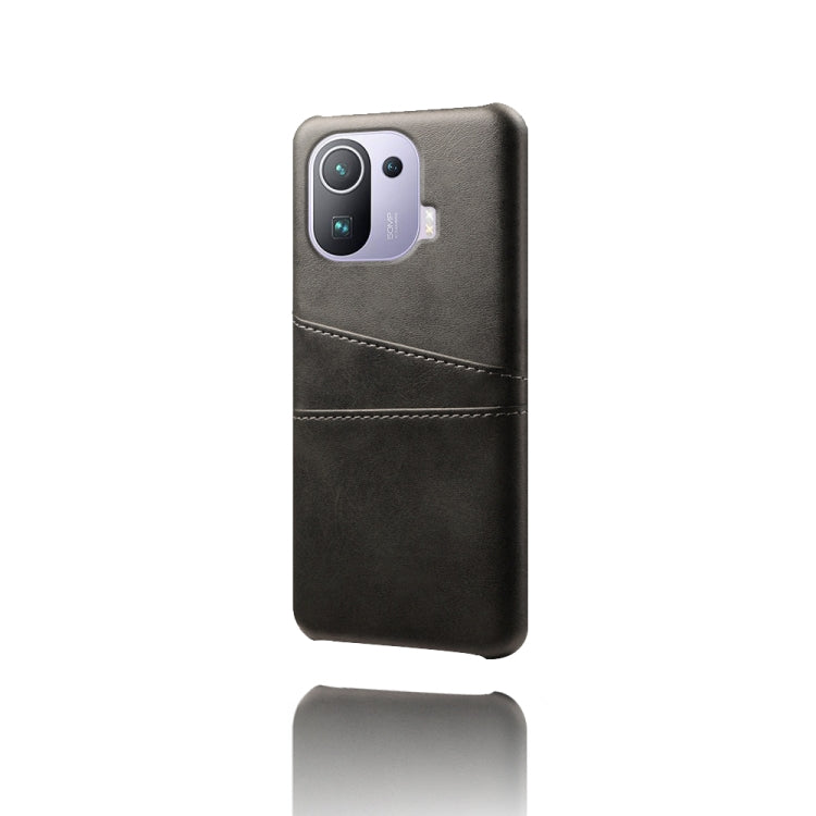 For Xiaomi Mi 11 Pro 5G Calf Texture PC + PU Leather Back Cover Shockproof Case with Dual Card Slots