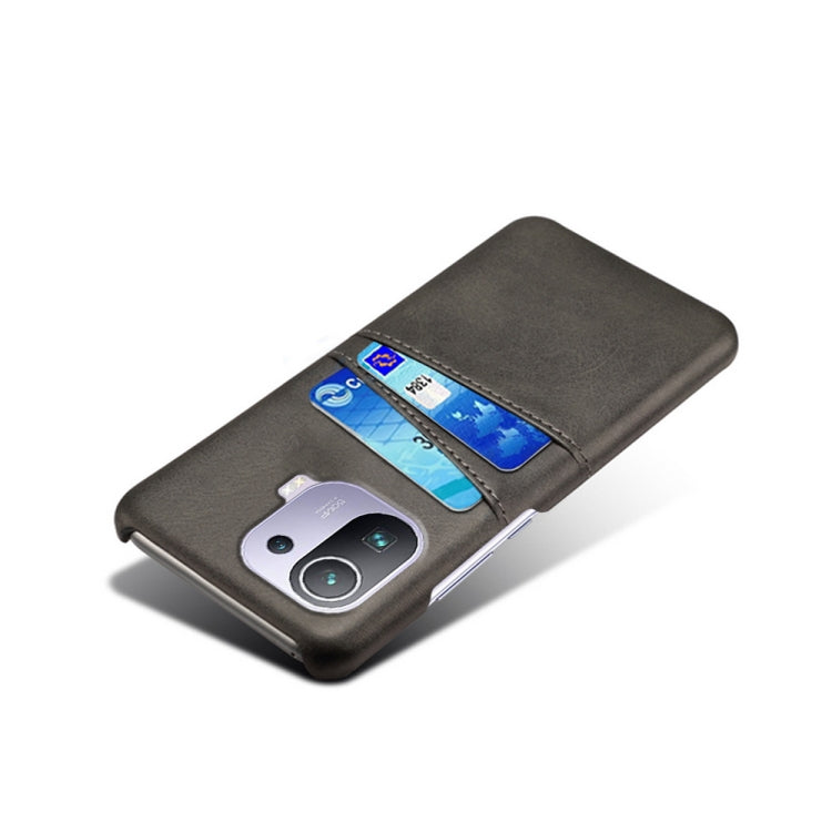 For Xiaomi Mi 11 Pro 5G Calf Texture PC + PU Leather Back Cover Shockproof Case with Dual Card Slots