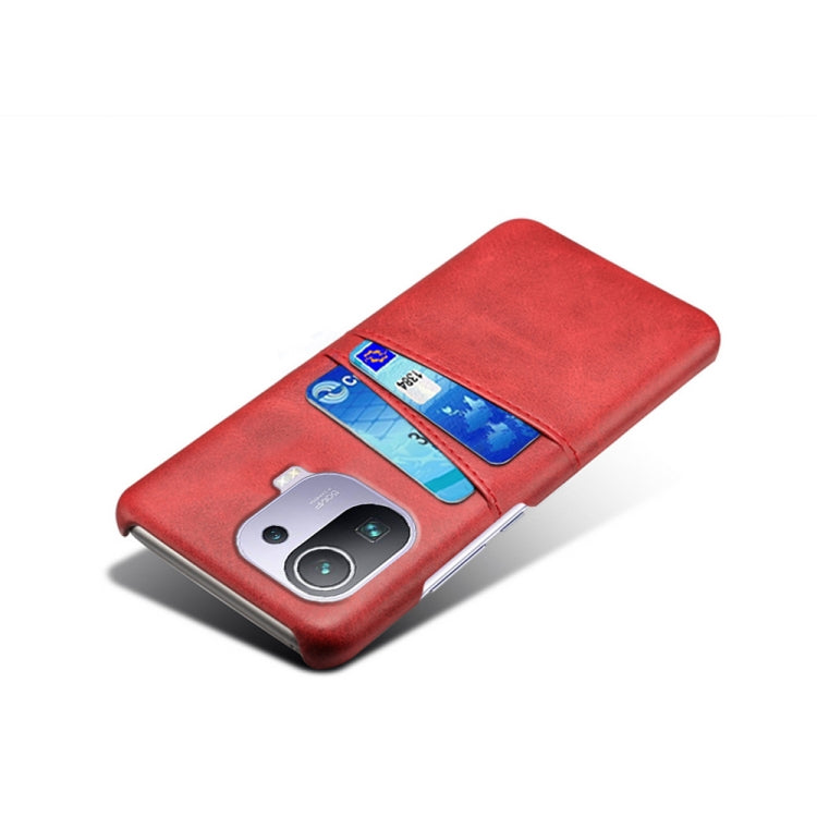 For Xiaomi Mi 11 Pro 5G Calf Texture PC + PU Leather Back Cover Shockproof Case with Dual Card Slots