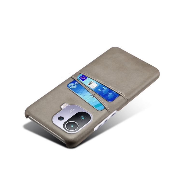 For Xiaomi Mi 11 Pro 5G Calf Texture PC + PU Leather Back Cover Shockproof Case with Dual Card Slots