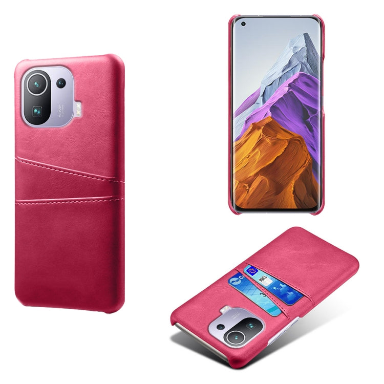 For Xiaomi Mi 11 Pro 5G Calf Texture PC + PU Leather Back Cover Shockproof Case with Dual Card Slots