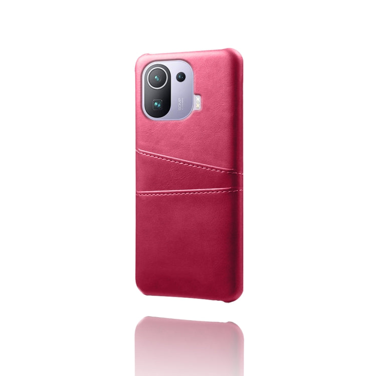 For Xiaomi Mi 11 Pro 5G Calf Texture PC + PU Leather Back Cover Shockproof Case with Dual Card Slots