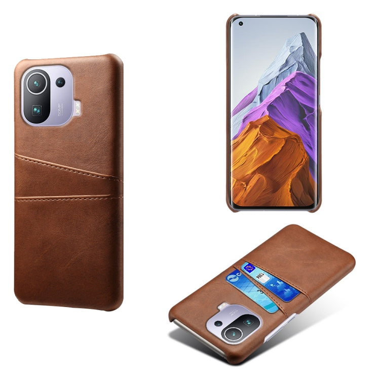 For Xiaomi Mi 11 Pro 5G Calf Texture PC + PU Leather Back Cover Shockproof Case with Dual Card Slots