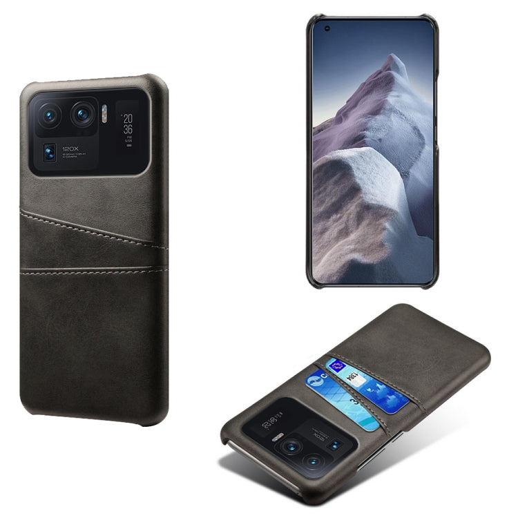For Xiaomi Mi 11 Ultra Calf Texture PC + PU Leather Back Cover Shockproof Case with Dual Card Slots