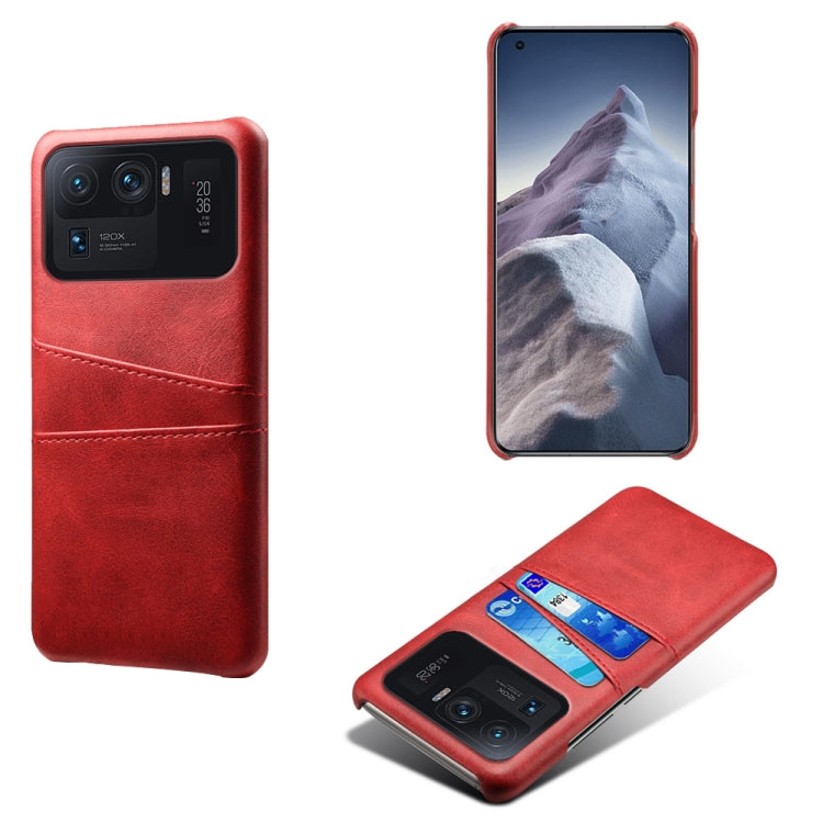 For Xiaomi Mi 11 Ultra Calf Texture PC + PU Leather Back Cover Shockproof Case with Dual Card Slots